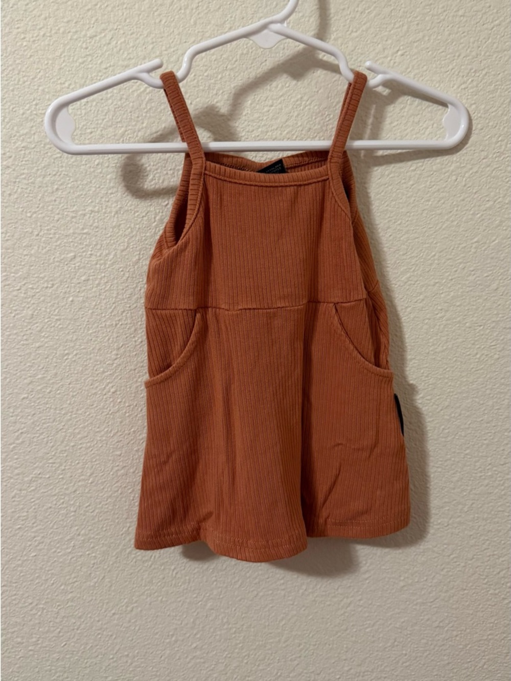 Little Bipsy Ribbed Rust Orange Tank Romper Dresses